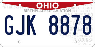 OH license plate GJK8878