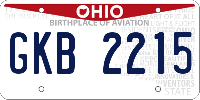 OH license plate GKB2215