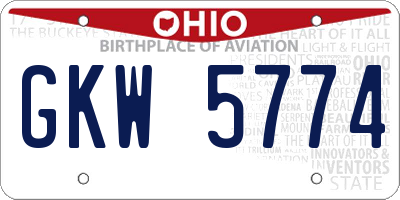 OH license plate GKW5774