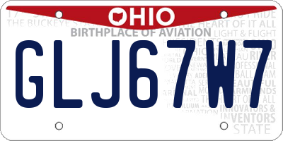 OH license plate GLJ67W7