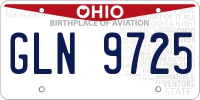 OH license plate GLN9725