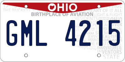 OH license plate GML4215