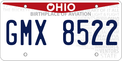 OH license plate GMX8522