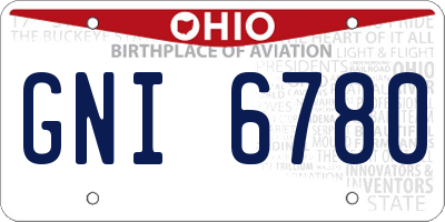 OH license plate GNI6780