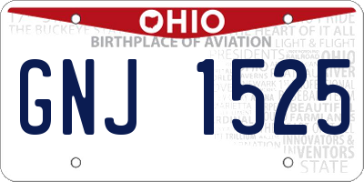 OH license plate GNJ1525