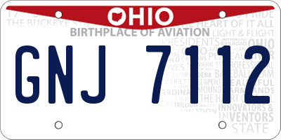OH license plate GNJ7112