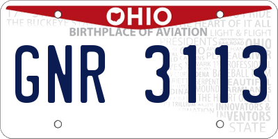 OH license plate GNR3113