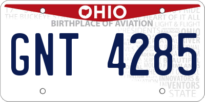 OH license plate GNT4285