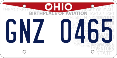 OH license plate GNZ0465