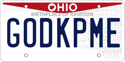 OH license plate GODKPME