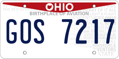 OH license plate GOS7217