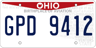 OH license plate GPD9412