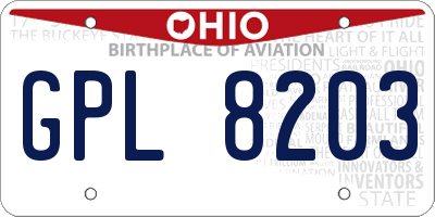 OH license plate GPL8203