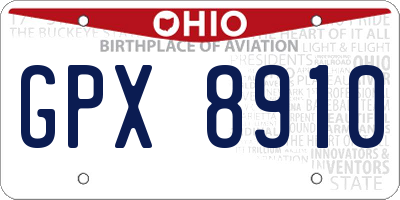 OH license plate GPX8910