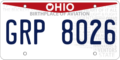 OH license plate GRP8026