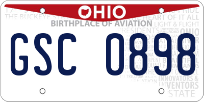 OH license plate GSC0898