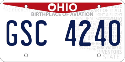 OH license plate GSC4240