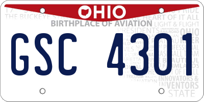 OH license plate GSC4301