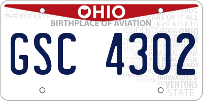 OH license plate GSC4302