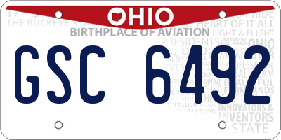 OH license plate GSC6492