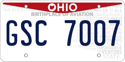 OH license plate GSC7007