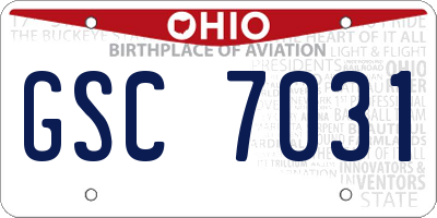 OH license plate GSC7031
