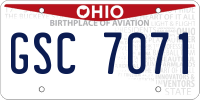 OH license plate GSC7071