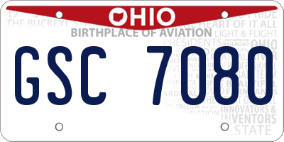 OH license plate GSC7080