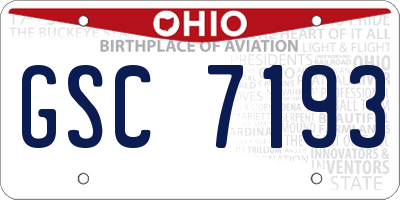 OH license plate GSC7193