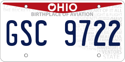 OH license plate GSC9722