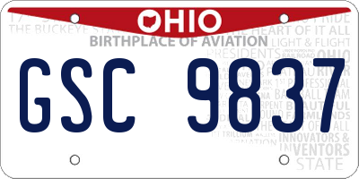 OH license plate GSC9837