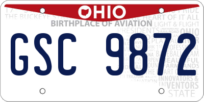 OH license plate GSC9872