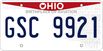 OH license plate GSC9921