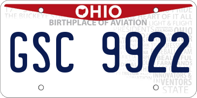 OH license plate GSC9922