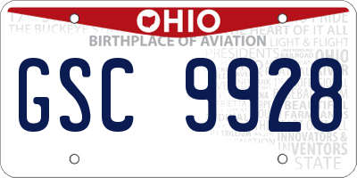 OH license plate GSC9928