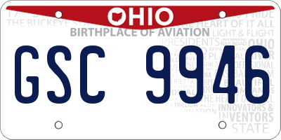 OH license plate GSC9946