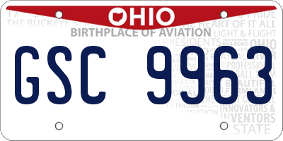 OH license plate GSC9963