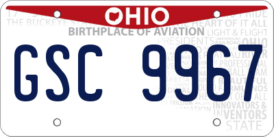 OH license plate GSC9967
