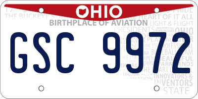 OH license plate GSC9972