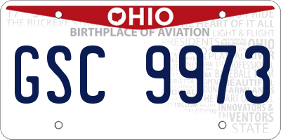 OH license plate GSC9973
