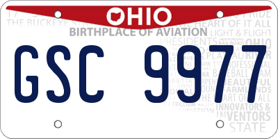 OH license plate GSC9977