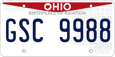 OH license plate GSC9988