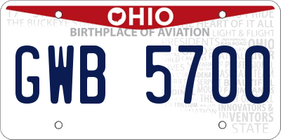OH license plate GWB5700