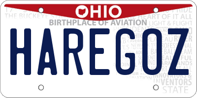 OH license plate HAREGOZ