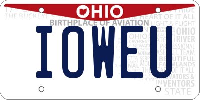 OH license plate IOWEU