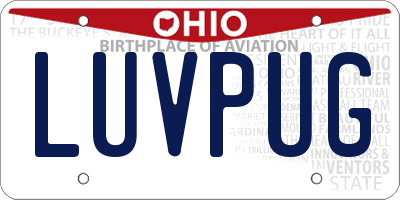 OH license plate LUVPUG