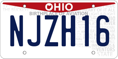 OH license plate NJZH16