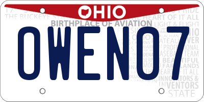 OH license plate OWEN07