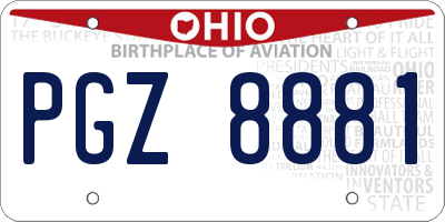OH license plate PGZ8881