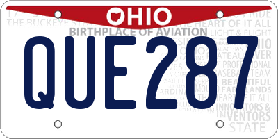 OH license plate QUE287